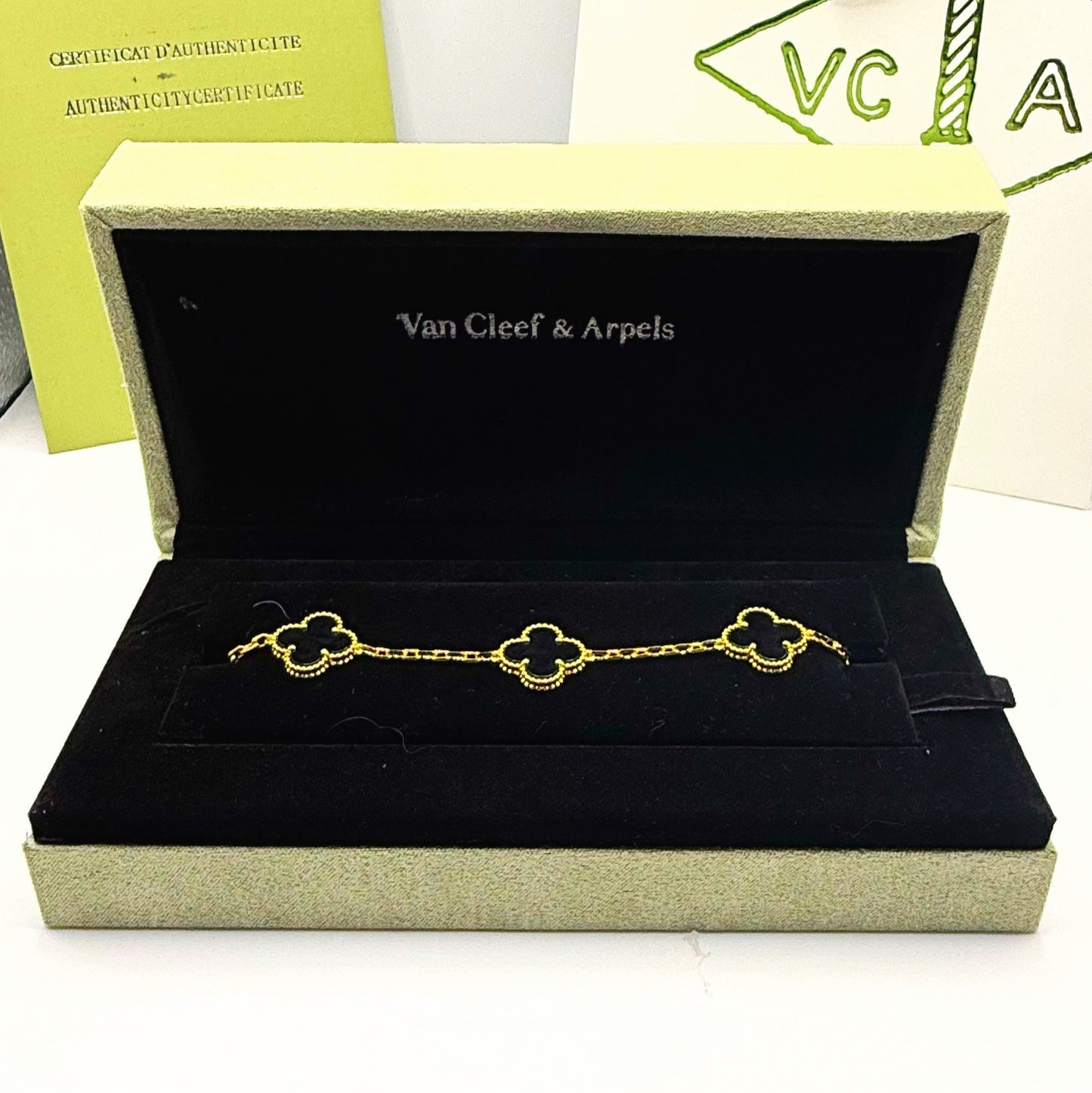 VC Black Steel Bracelet 18K Gold Plated