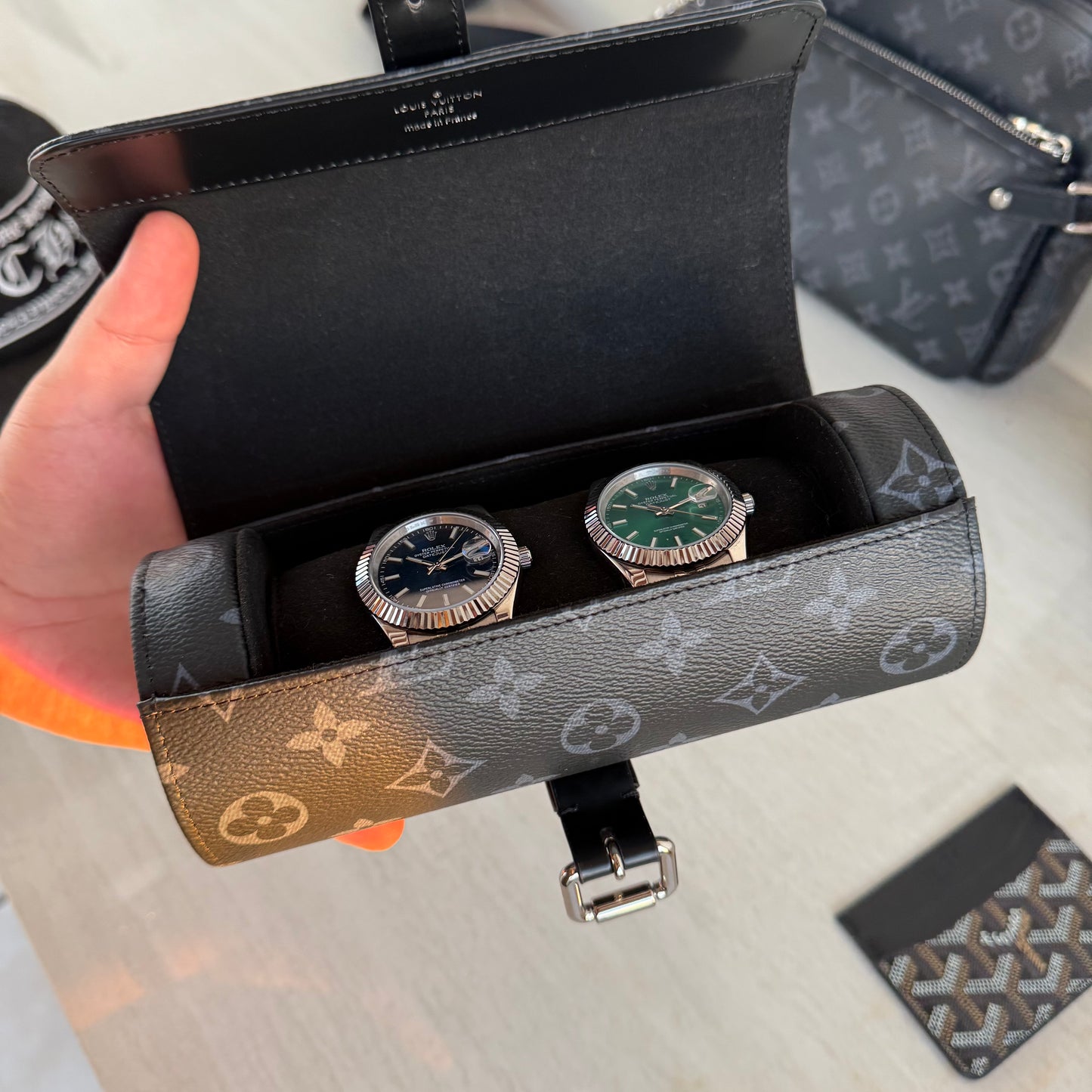 Travel Watch Roll Large LV - Black