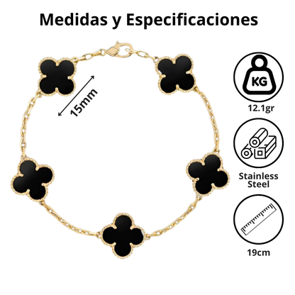 VC Black Steel Bracelet 18K Gold Plated