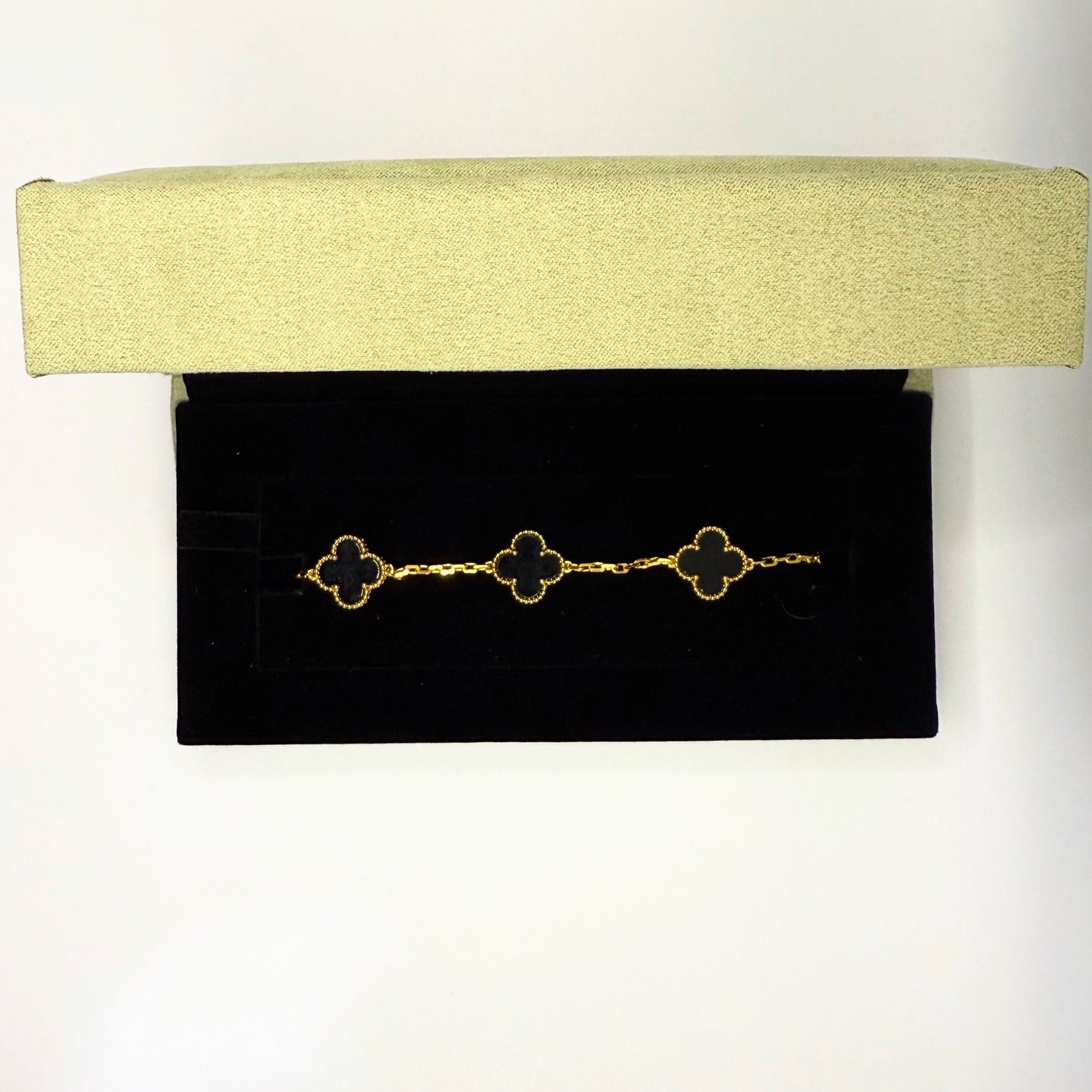VC Black Steel Bracelet 18K Gold Plated