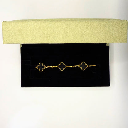 VC Black Steel Bracelet 18K Gold Plated
