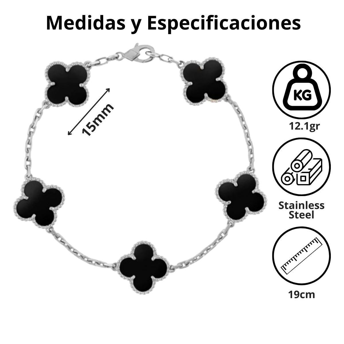 VC Black & Silver Steel Bracelet 18K Gold Plated