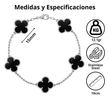 VC Black & Silver Steel Bracelet 18K Gold Plated