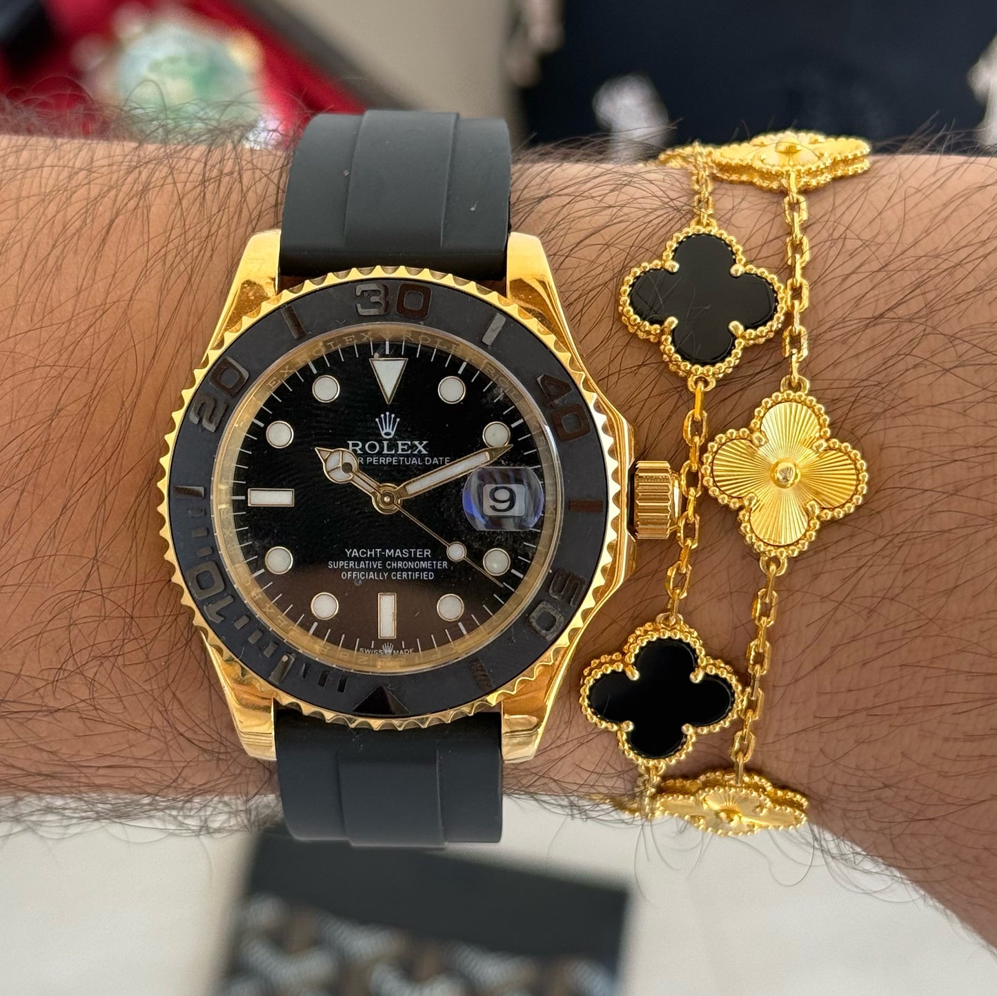 VC Black Bracelet 925 Silver 18K Gold Plated