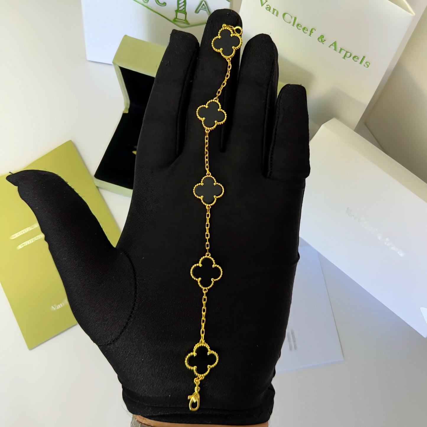 VC Black Steel Bracelet 18K Gold Plated