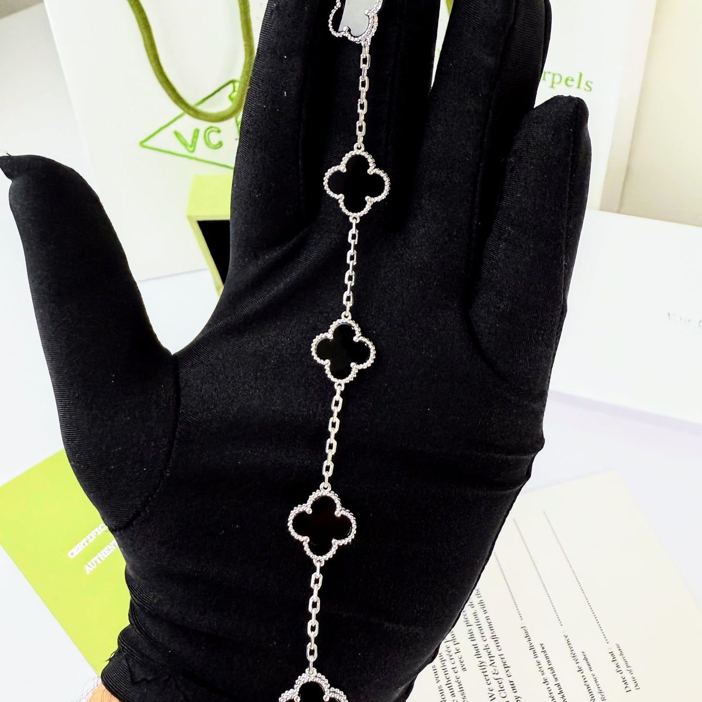 VC Black & Silver Steel Bracelet 18K Gold Plated