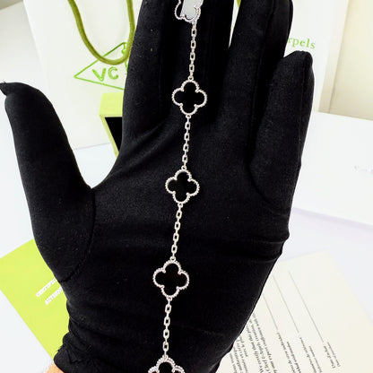 VC Black & Silver Steel Bracelet 18K Gold Plated