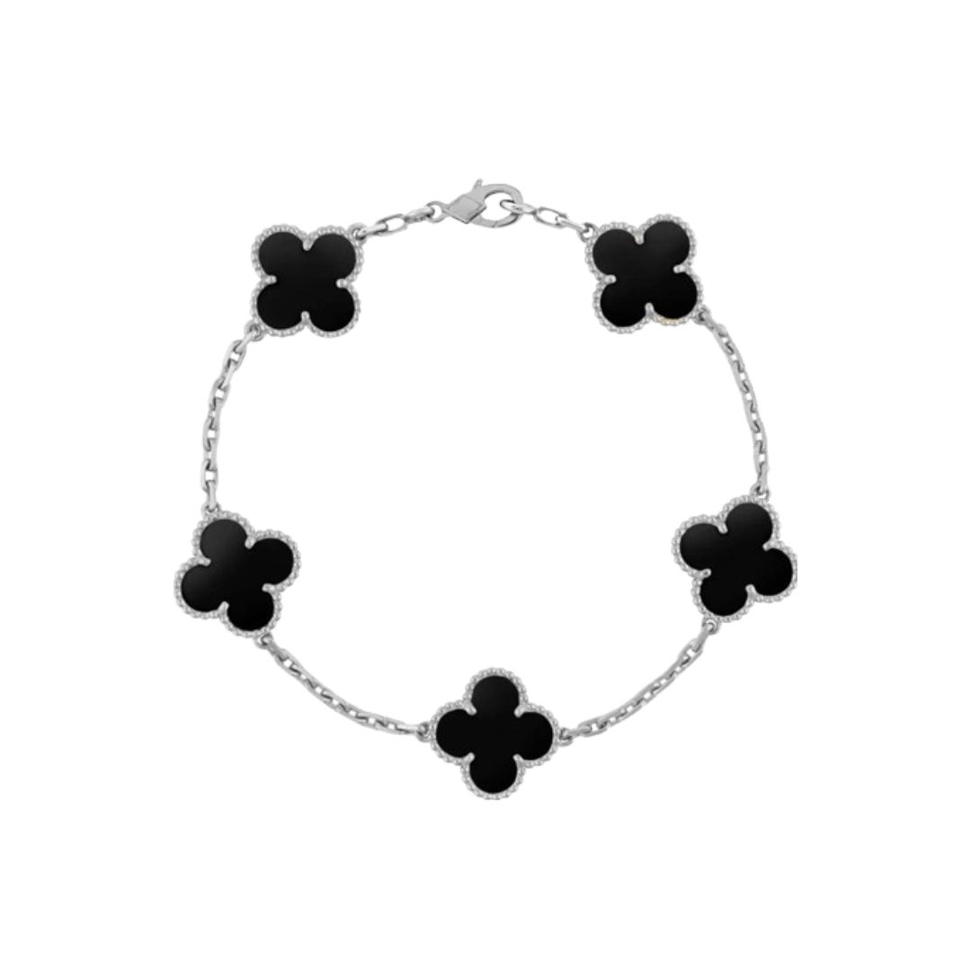 VC Black & Silver Steel Bracelet 18K Gold Plated