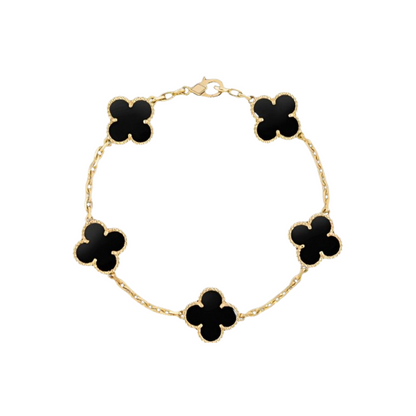 VC Black & Silver Steel Bracelet 18K Gold Plated