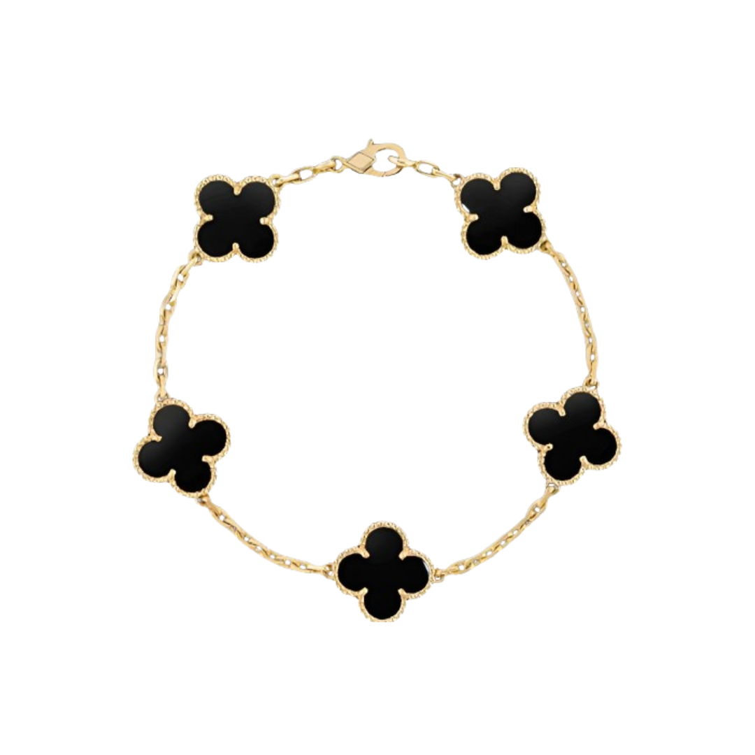 VC Black Steel Bracelet 18K Gold Plated