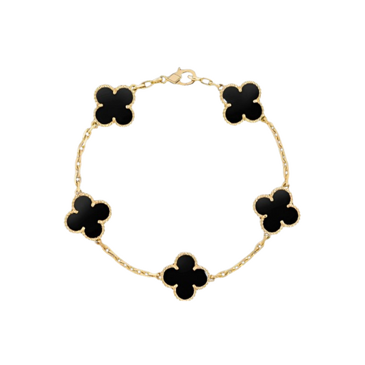 VC Black Steel Bracelet 18K Gold Plated