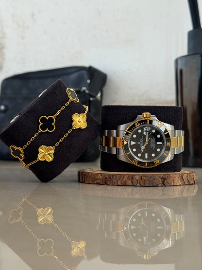 Two Slot Watch Roll - Black