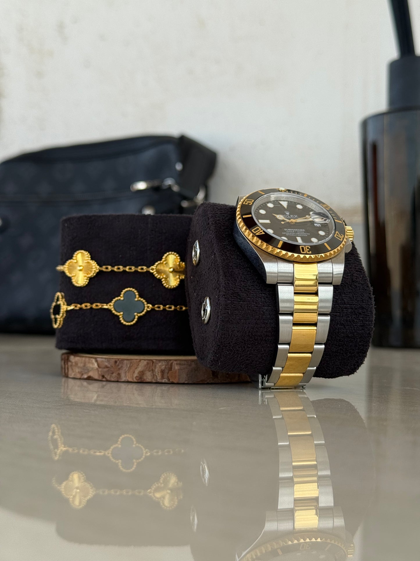 Two Slot Watch Roll - Black