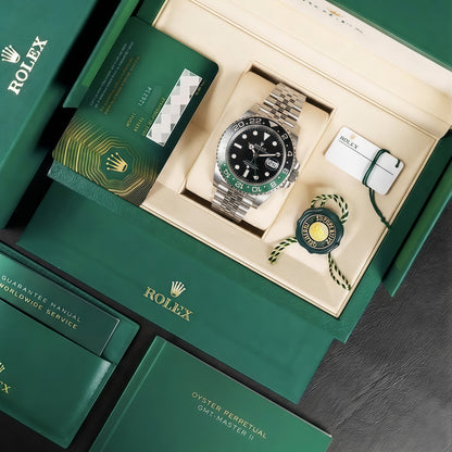 GMT-Master II "Sprite" Oystersteel - Black Dial Black & Green Bezel Jubilee