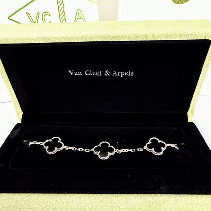 VC Black & Silver Steel Bracelet 18K Gold Plated
