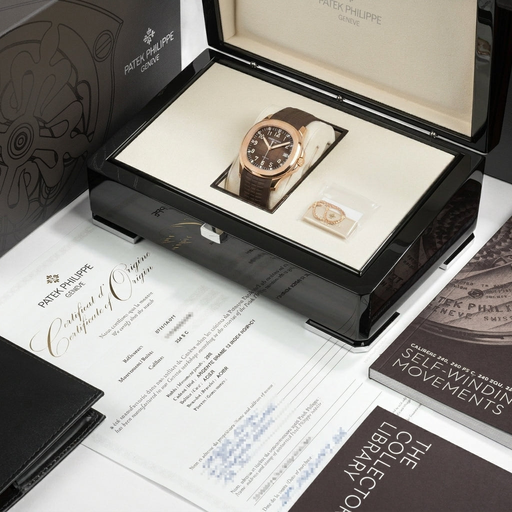 Aquanaut Rose Gold – Coffee Dial Rubber Strap Patek Type