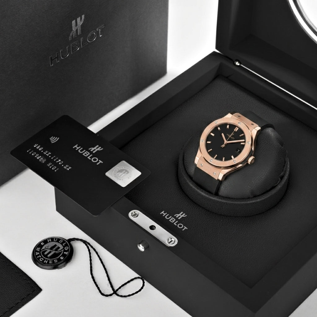 Classic Fusion King Gold – Black Dial Rubber Strap Hublot Type