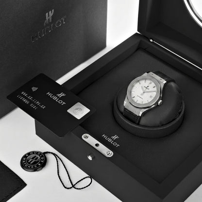 Classic Fusion Steel – White Dial Leather Strap Hublot Type