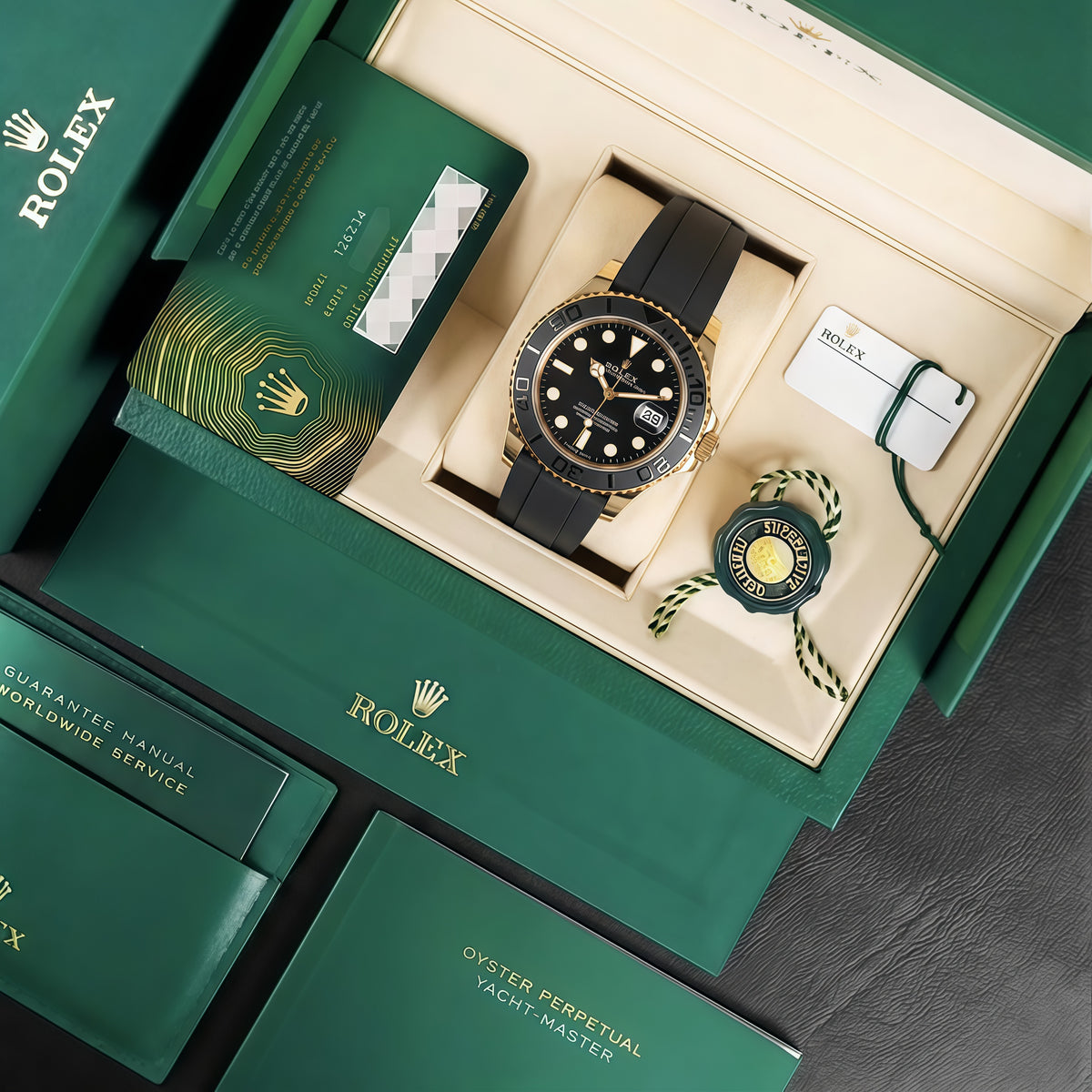 Yacht-Master Yellow Gold – Black Dial Oysterflex Rolex Type