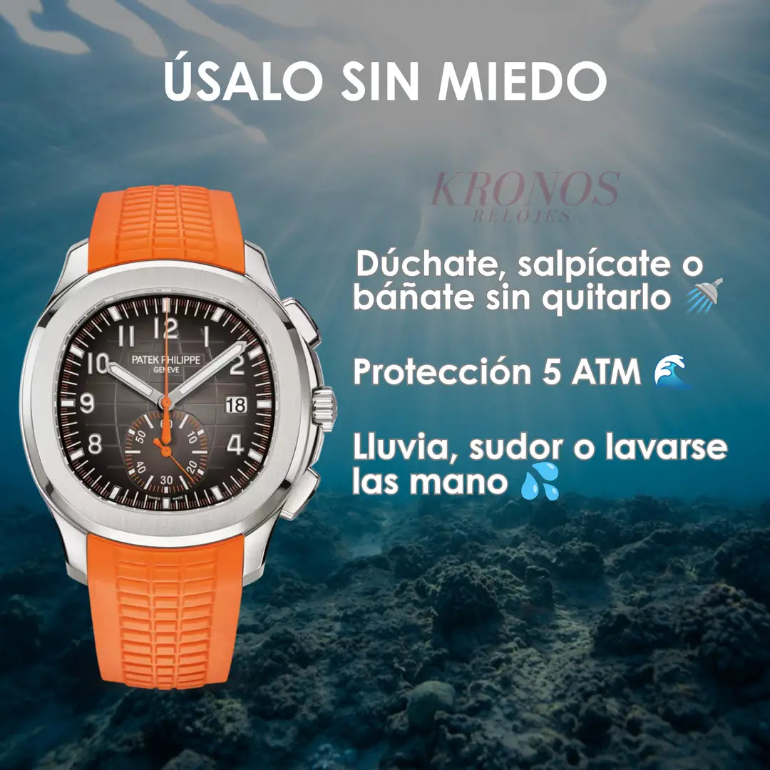 Aquanaut Steel Orange Kronos Relojes correa goma resistente agua cierre