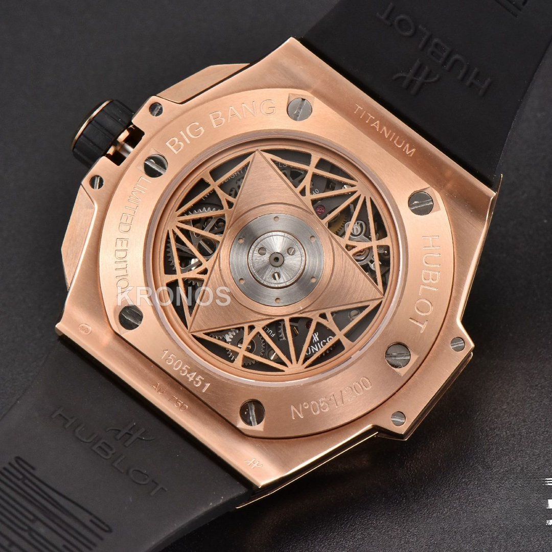 Big Bang Sang Bleu II Chrono 45mm Black Skeleton Dial Black Hub1240 - Authentic Movement