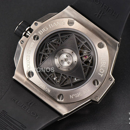 Big Bang Sang Bleu II Chrono 45mm Black Skeleton Dial Black Hub1240 - Authentic Movement
