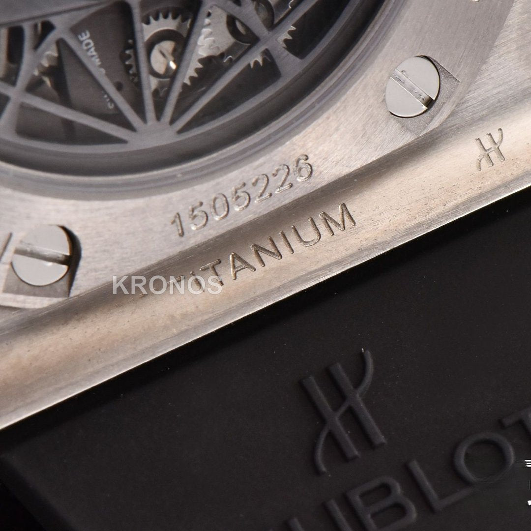 Big Bang Sang Bleu II Chrono 45mm Black Skeleton Dial Black Hub1240 - Authentic Movement