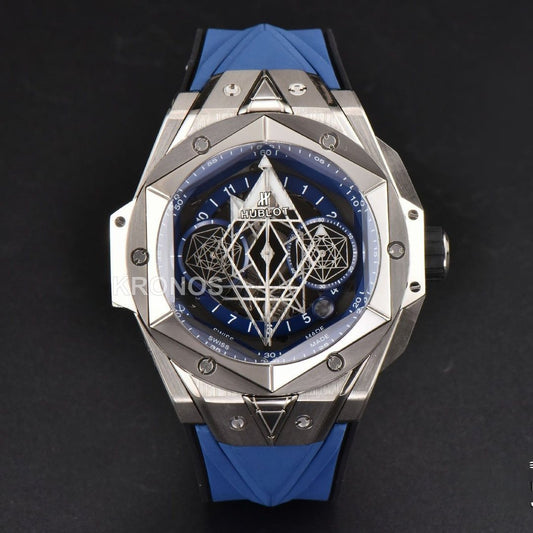 Big Bang Sang Bleu II Chrono 45mm Blue Skeleton Dial Blue Hub1240 - Authentic Movement