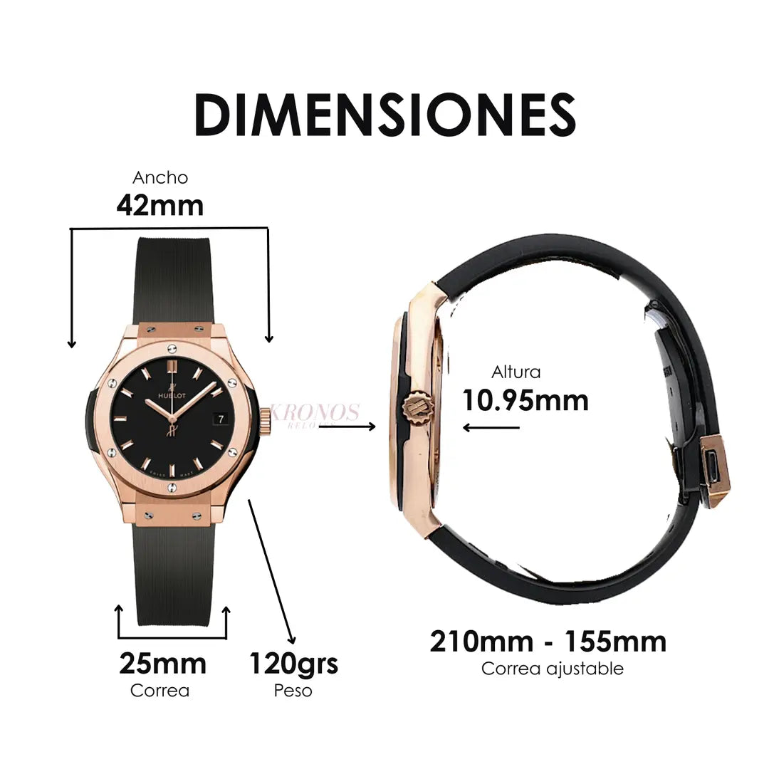 Esfera negra Classic Fusion King Gold reloj Kronos inspirado lujo suizo