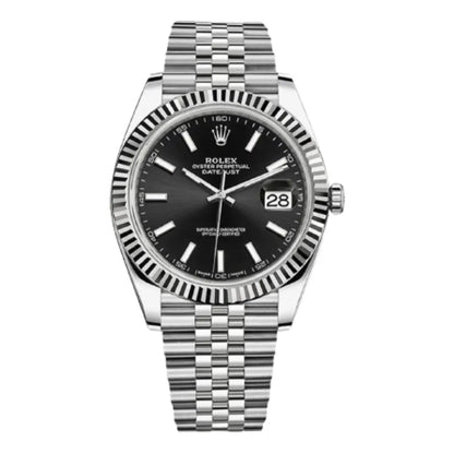 Datejust Oystersteel Black Dial estilo Rolex frente - Kronos Relojes
