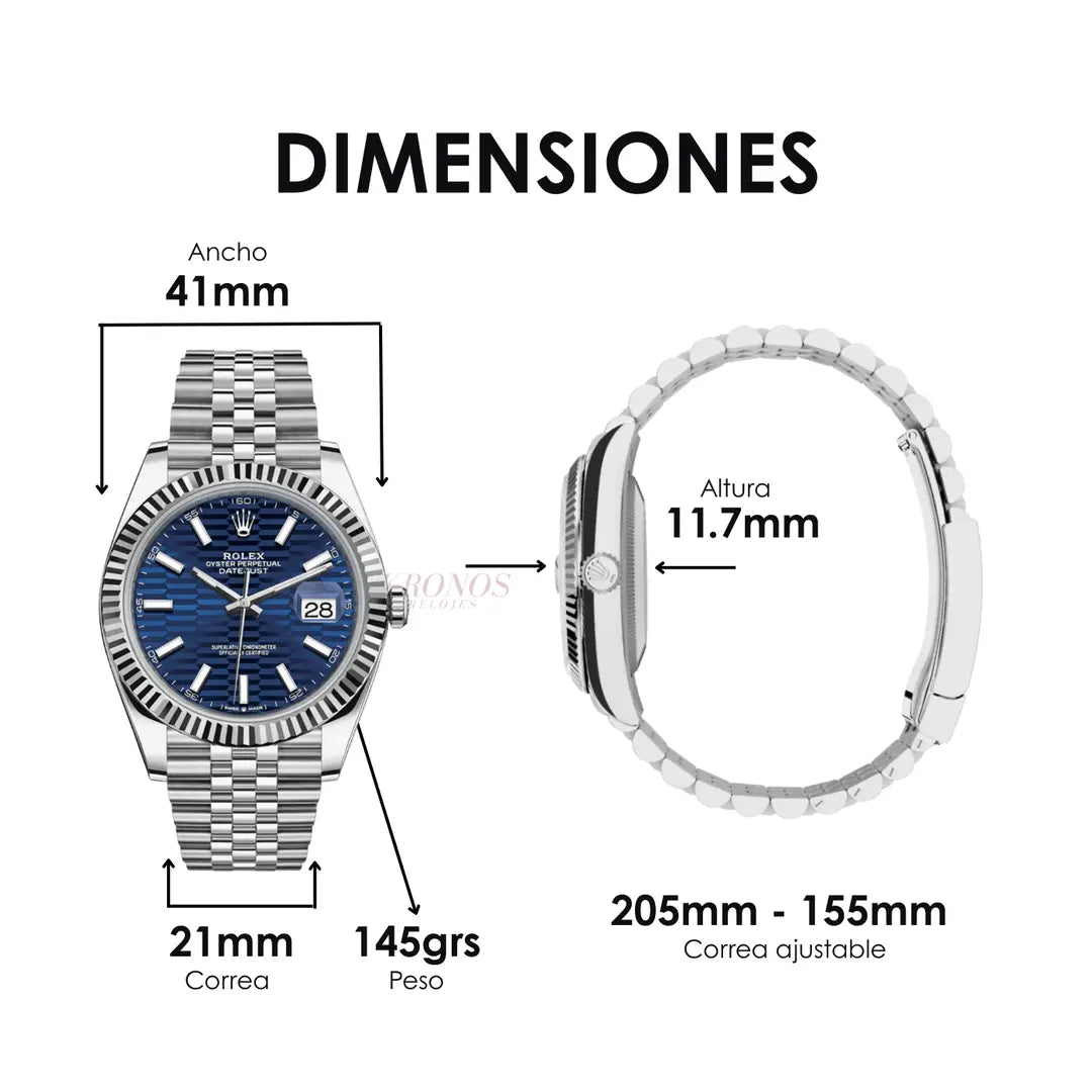 Datejust Jubilee azul con maquinaria auténtica de Kronos Relojes
