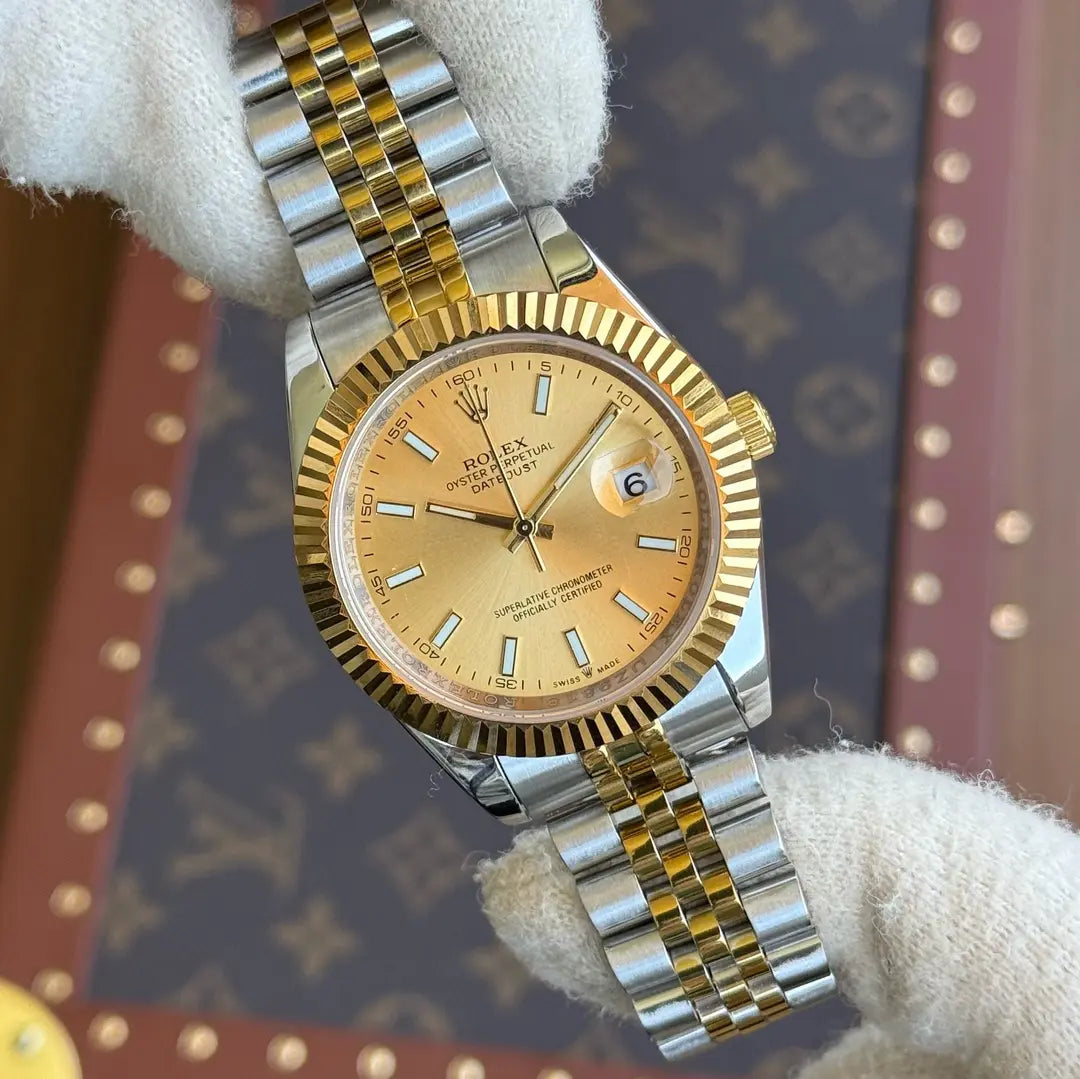 Datejust Rolesor dos tonos acero oro champagne dial Kronos