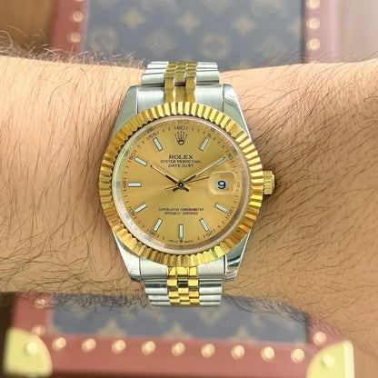 Brazalete Jubilee Rolesor Datejust champagne Kronos lujo accesible