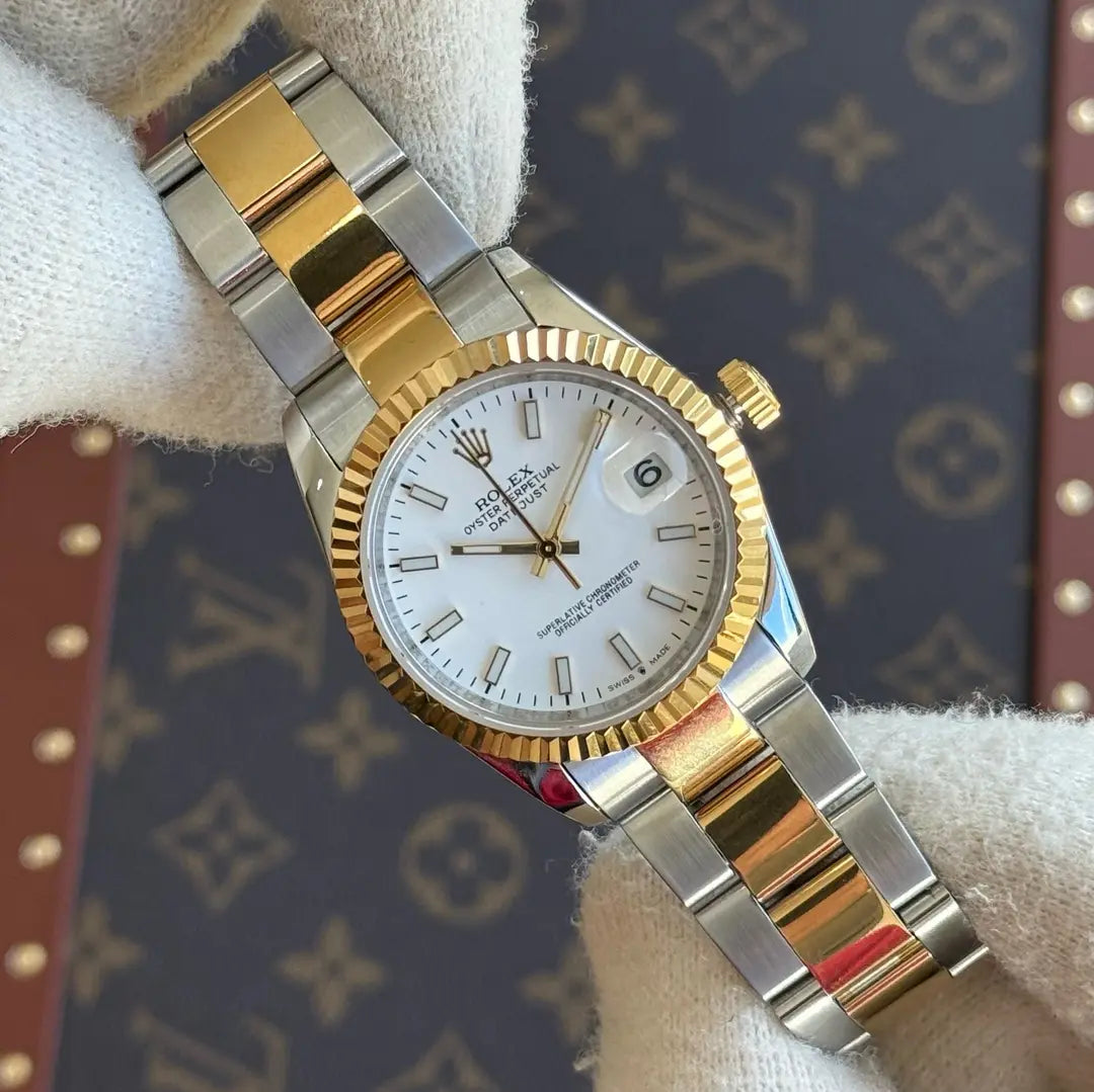 Datejust Rolesor esfera blanca acero y oro Kronos Relojes - Detalle de dial
