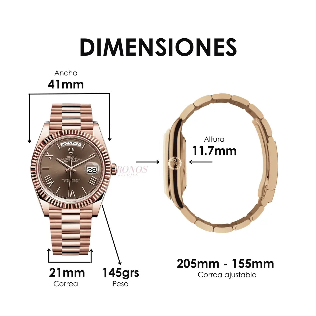 Cristal zafiro Day-Date Everose chocolate Kronos Relojes precisión horaria