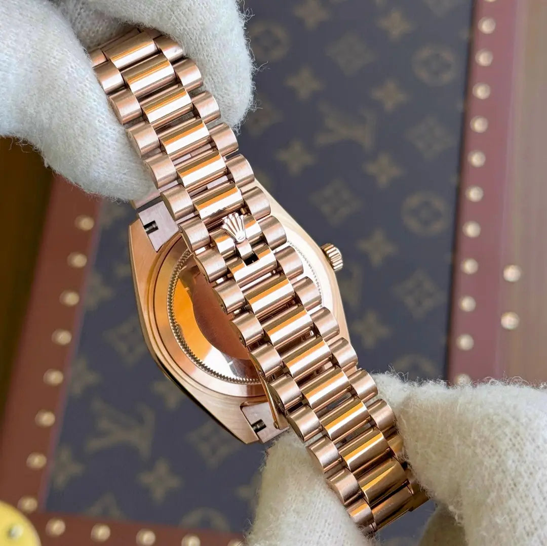 Detalles de caja Everose Gold Day-Date President Kronos Relojes