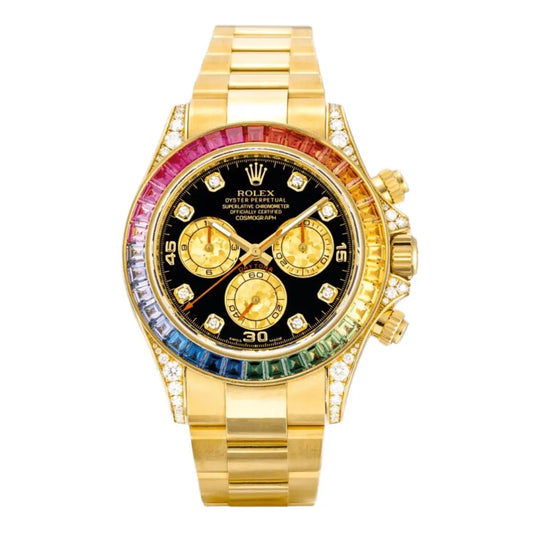 Reloj Daytona Rainbow Edición Especial Yellow Gold dial negro Kronos Relojes