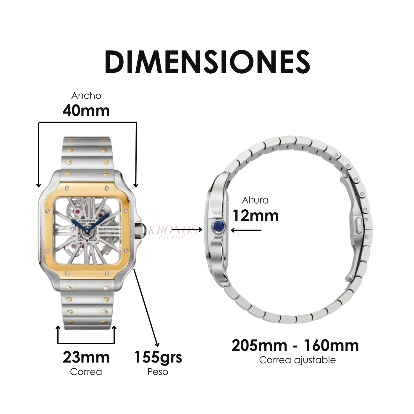 Santos Steel – White Dial Cartier Type