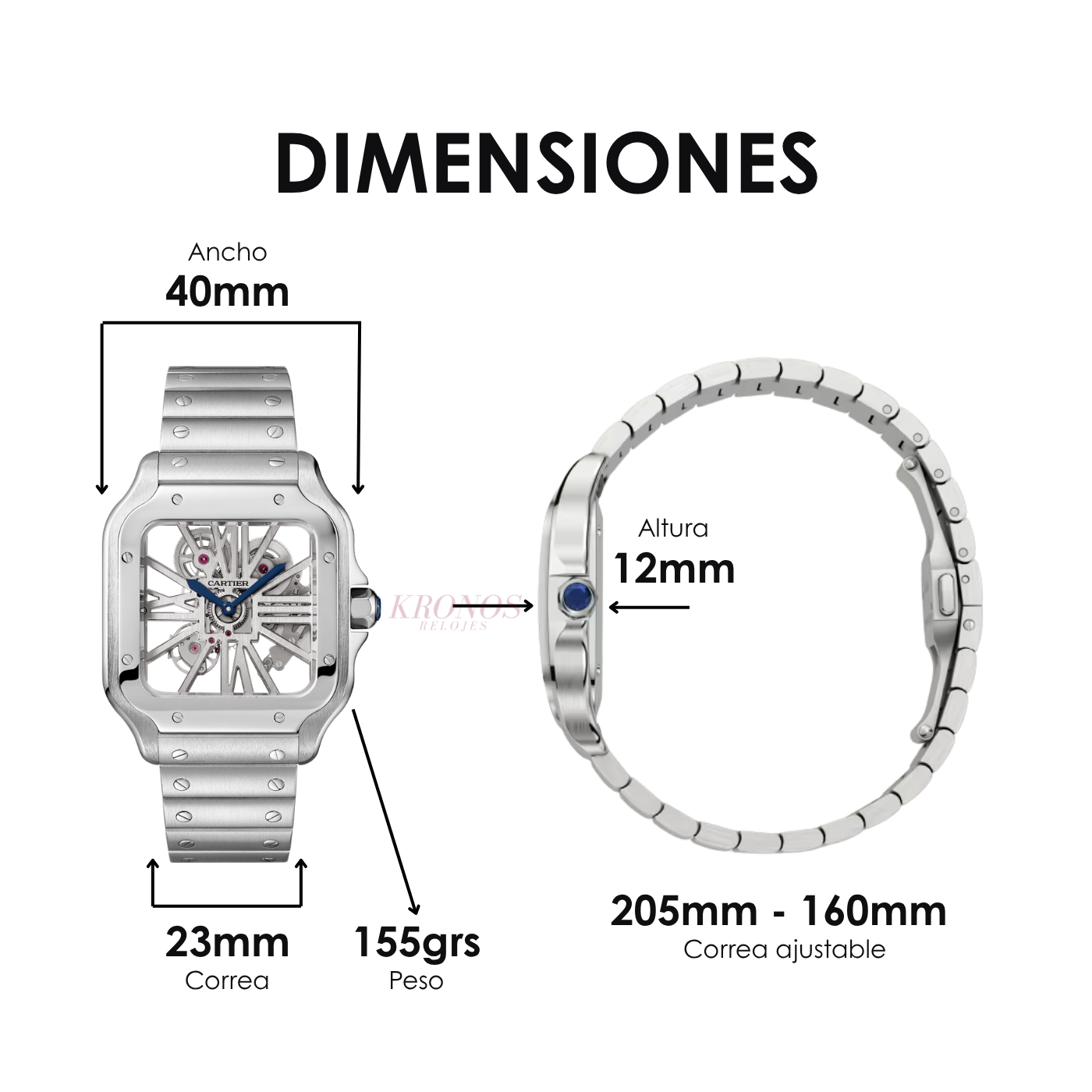Santos Steel – White Dial Cartier Type
