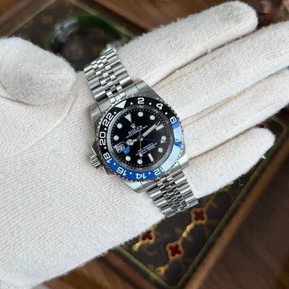 Reloj de lujo GMT-Master II estilo Batgirl acero inoxidable Kronos