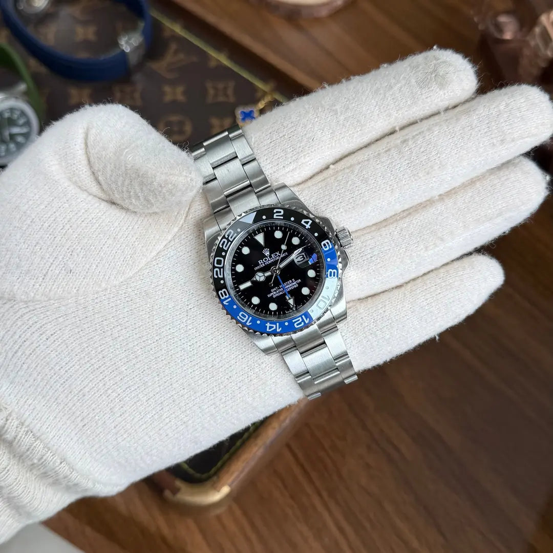 Reloj de lujo GMT-Master II Batman estilo AAA acero inoxidable Kronos