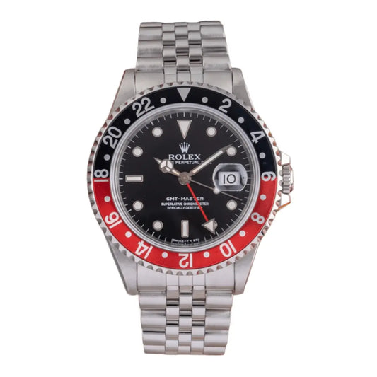 GMT-Master II Coke Oystersteel esfera negra bisel rojo negro Kronos Relojes