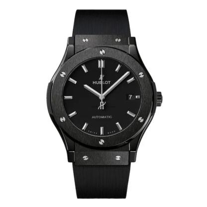 Classic Fusion Steel – Black Dial Leather Strap Hublot Type