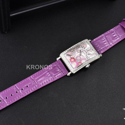 Long Island Ladies 26mm Diamond MOP Dial Purple Swiss - Authentic Movement