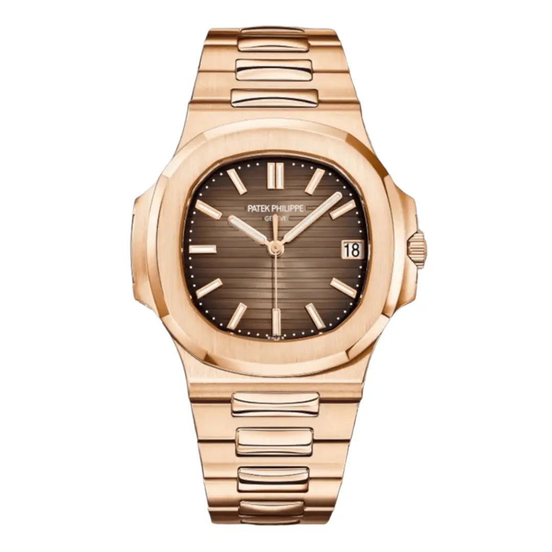 Reloj Nautilus Rose Gold Chocolate Dial estilo AAA Kronos Relojes vista frontal