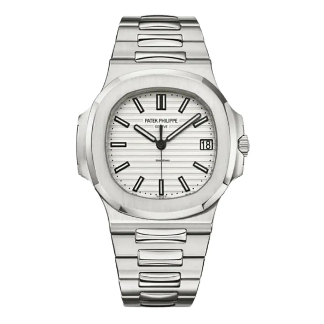 Nautilus Steel White Dial reloj de lujo accesible Kronos Relojes frente