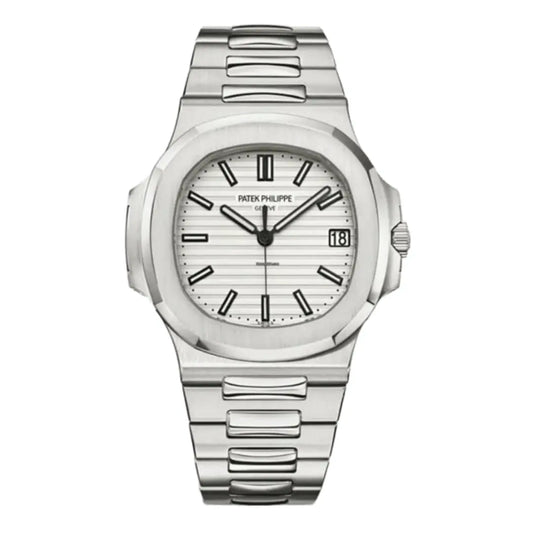 Nautilus Steel White Dial reloj de lujo accesible Kronos Relojes frente