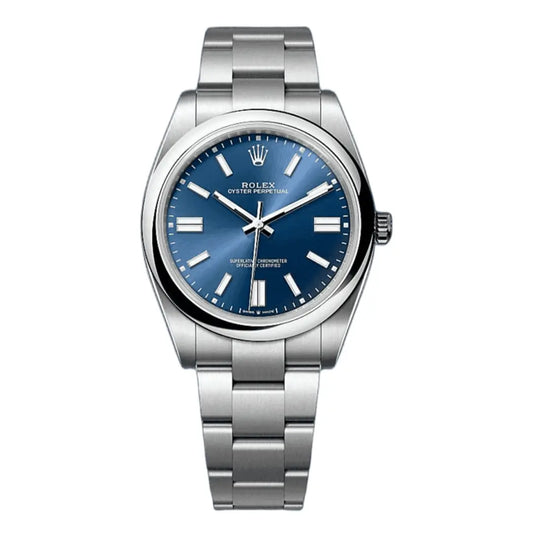 Oyster Perpetual Oystersteel Blue Dial frente reloj Kronos Relojes