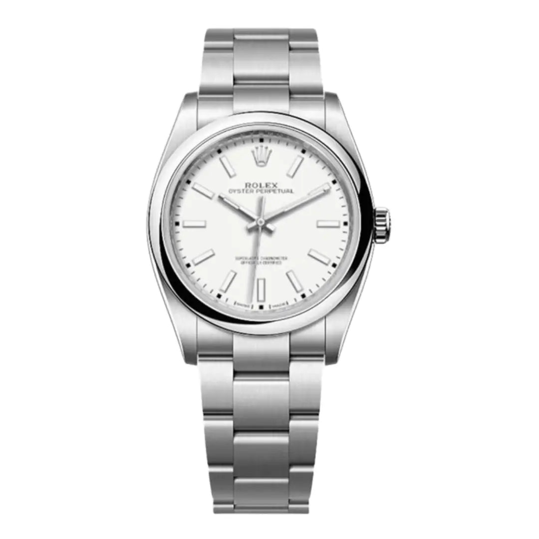 Reloj Oyster Perpetual Oystersteel white dial inspirado Kronos Relojes vista frontal