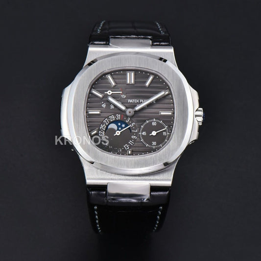 Nautilus 40mm Gray Dial Black - Authentic Movement